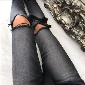 MADIXX Black Wash Damage Knee Denim
